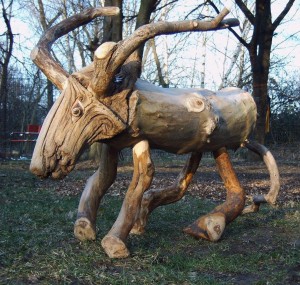 ziege wildholzskulptur