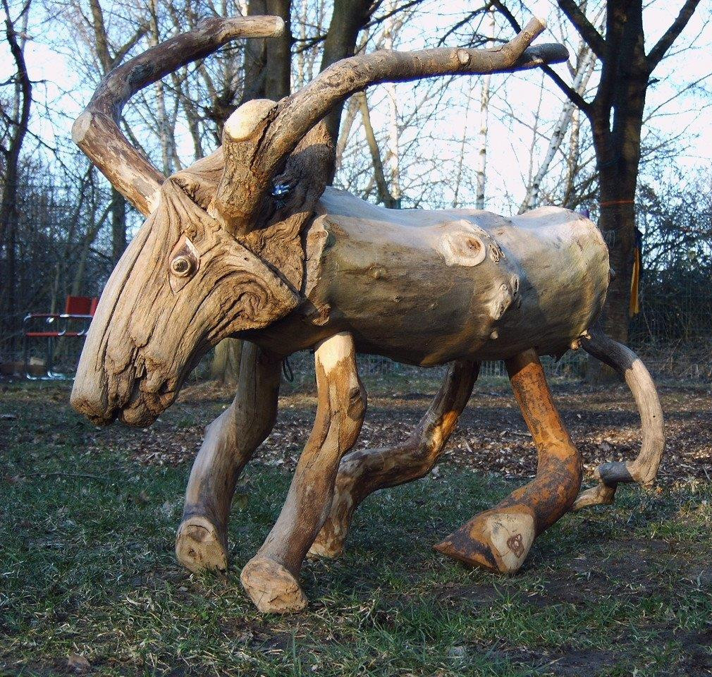 ziege wildholzskulptur